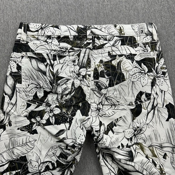 7 For All Mankind Floral Skinny Jeans Women's 27 30x28 Black White Mid Rise - Picture 15 of 16